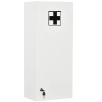 kleankin Armario de medicamentos de pared con cerradura 5 estantes y estantes ajustables madera y vidrio Blanco 30x20x70 cm(m-1)