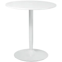 HOMCOM Eettafel voor 2 Personen, Ronde Tafelblad, Stalen Voet, wit, 70 x 70 x 75 cm(m-1)