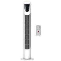 HOMCOM Ventilatore Colonna Oscillante Silenzioso 40 W con Telecomando, Pannello di Controllo Tattile, 3 Velocità, Ø18 x 78,5H cm, Bianco(m-1)