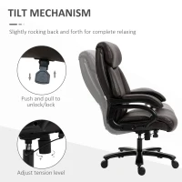 Vinsetto kantoorstoel directiestoel gamestoel draaistoel kantelfunctie dikke bekleding ergonomisch design in hoogte verstelbaar PU leer bruin 72x83x114-122 cm(m-6)