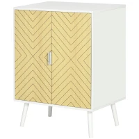 HOMCOM Mueble de Almacenamiento Buffet en pies escandinavos Armario 2 Puertas con estante 60x40x80 cm Blanco Puertas Gráfico de Madera(m-7)