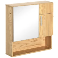 kleankin Armário Casa de Banho com Espelho Móvel Suspenso de Casa de Banho com 2 Portas e 2 Prateleiras Interiores Ajustáveis 54x15,2x55,3cm Natural(m-11)