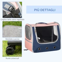 PawHut Trasportino per Cani Taglia XS, Zaino per Cani con Design a 3 Entrate e Finestre a Rete, 42x30x36 cm(m-7)