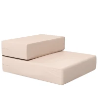PawHut Escada para Animais de Estimação de 2 Degraus 2 em 1 Cama para Cães Gatos Estofada em PU Removível e Lavável com Zíper 45x39x20cm Bege(m-1)