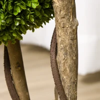 HOMCOM Planta de Boj Artificial de 3 Esferas con Macetero Incluido y Base Reforzada Altura 90 cm(m-4)