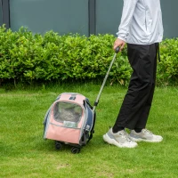 PawHut Trasportino per Cani Taglia XS, Zaino per Cani con Design a 3 Entrate e Finestre a Rete, 42x30x36 cm(m-8)