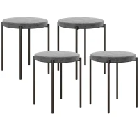 HOMCOM Conjunto de 4 sillas de cocina apilables de terciopelo capacidad hasta 120kg marco de acero 41,5x41,5x46 cm Gris Oscuro(m-1)