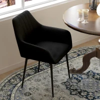 HOMCOM Conjunto de 2 Sillas de Comedor Sillas de Visitante Diseño escandinavo - Conjunto de 2 sillas - Patas de metal Negro(m-4)