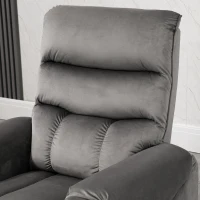 HOMCOM Sillón elevador masaje eléctrico reclinable con Reposapiés mando a distancia revestimiento tela aspecto terciopelo Gris(m-4)
