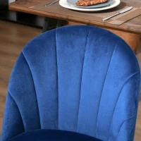 HOMCOM Conjunto de 2 sillas de comedor asiento de terciopelo y patas de metal dorado - Azul(m-4)