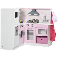 HOMCOM Cocina de Juguete para Niños 3-6 Años con Luces y Utensilios de Cocina Realistas, en MDF y PP, 84x93,5x85 cm(m-6)