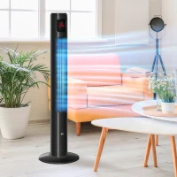 HOMCOM Ventilatore Colonna Oscillazione 70°, Timer 12,h Pannello a LED, 45W, Telecomando, 2 Modalità di Controllo, Nero(m-2)