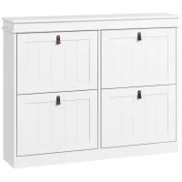 HOMCOM Móvel Sapateira Branco Sapateira Estreita com 4 Portas e Prateleira Ajustável para 20 Pares de Sapatos 105x24x82,5 cm Branco(m-1)