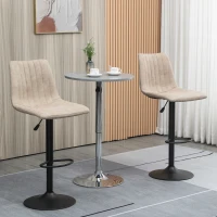 HOMCOM Conjunto de 2 Taburetes de bar con Altura Regulable en Acero y Poliéster 47,5x57,5x95-116 cm Marrón(m-2)