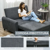 HOMCOM Divano Letto Clic Clac con Schienale Regolabile su 3 Livelli, in Tessuto Effetto Velluto, 148x87x88 cm, Grigio(m-5)