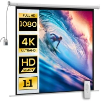 HOMCOM Pantalla de proyección motorizada de 85 pulgadas 4K HD eléctrica montaje en pared o techo panel de control y control remoto(m-6)
