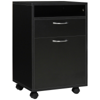 HOMCOM Archivador Rodante Contenedor de Cajones 1 Balda 1 Estante 1 Cajón 40x35x60 cm Negro