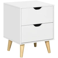 HOMCOM Mesa de Noche Mesa de Noche Estilo Escandinavo 2 Cajones Blanco y Efecto Madera - 40x35x50,5 cm(m-6)