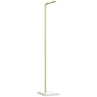 HOMCOM Perchero para ropa de 1,52 m - estructura de metal base de mármol para sombreros abrigos y bolsos dorado y Blanco(m-6)