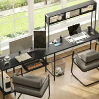 HOMCOM Escritorio Modulable Escritorio de Esquina con Toma de Corriente y Puerto USB Estilo Industrial Estantes de Almacenamiento(m-5)