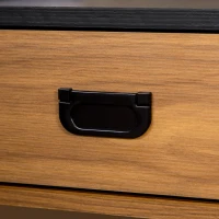 HOMCOM Escritorio informático diseño industrial gran tablero con cajón estante 110x50x76 cm acabado nogal y Negro(m-4)