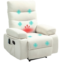 HOMCOM Poltrona Massaggiante Poltrona Relax Elettrica Con Funzione Reclinabile Vibrazione Riscaldamento, Telecomando Incluso, Crema