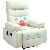 HOMCOM Poltrona Massaggiante Poltrona Relax Elettrica Con Funzione Reclinabile Vibrazione Riscaldamento, Telecomando Incluso, Crema(m-1)