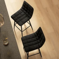 HOMCOM Conjunto de 2 Taburetes de Cocina Estilo Nórdico en Tela de Terciopelo y Metal 45x47x84 cm Negro(m-3)
