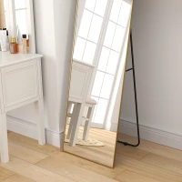 HOMCOM Gran espejo de cuerpo entero rectangular 50x160 cm espejo de pie mural o contra la pared dorado(m-5)