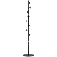 HOMCOM Perchero de pie con 8 Gancho estructura de acero con base de mármol 35x35x170 cm Negro(m-5)