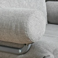 HOMCOM Sillón sofá-cama Convertible reclinable 1 Plaza Gran Comodidad Cojín lumbares reposabrazos base metal Lino Gris Claro(m-4)