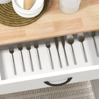 HOMCOM Isola da cucina con ruote piano in legno di eucalipto con cassetto armadio 2 porte 83 x 45 x 91,5 cm bianco(m-3)