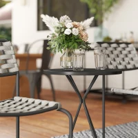 Outsunny Polyrattan Tuinmeubelset, Outdoor Lounge Balkonmeubel voor 2, 3-Delig 2 Stoelen, Tafel Grijs(m-9)