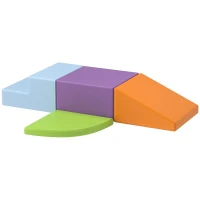 HOMCOM 4 bloques de construcción xL - módulos de motricidad - espuma EPE poliuretano, Verde Naranja violeta y Azul(m-7)