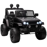 HOMCOM Coche eléctrico 4x4 para niños 12V con control remoto, luces y claxon - 3-6 años - Negro(m-1)