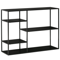 HOMCOM Estantería de Pie Librería Estantería de Almacenamiento con 5 estantes abiertos Estantería de Cocina Metal Negro 120x35x87,5 cm