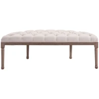 HOMCOM Banqueta Acolchada Estilo Vintage Retro con Botones Sofá de Lino + Madera Beige 140,5x51x48 cm(m-5)