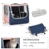 PawHut Trasportino per Cani Taglia XS, Zaino per Cani con Design a 3 Entrate e Finestre a Rete, 42x30x36 cm(m-3)
