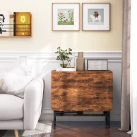 HOMCOM Mesa Plegable con 6 Ruedas y Estante Estilo Industrial en Madera y Metal Marrón Rústico(m-3)