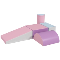 HOMCOM Bloques de Espuma, Set de 5 Bloques de Construcción para Niños de 1-3 años, Cuero Artificial, Multicolor