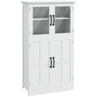 HOMCOM Mueble Buffet de cocina armario multi-almacenamiento 2 armarios puertas de cristal 4 estantes en madera Blanco