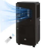 HOMCOM Aire Acondicionado Portátil 950W con 5 Modos y 3 Velocidades en Plástico ABS y Acero 33x28x70,4 cm Negro(m-6)