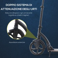 HOMCOM Monopattino a Spinta Pieghevole per Adulti e Bambini in Alluminio, Ruote Grandi, Manubrio Regolabile (87-101.5cm) Fino 100kg, Nero(m-6)