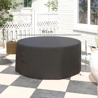 Outsunny Garden Patio Large Furniture Set Round Cover 600D Oxford Waterproof, Ф193 x 80H cm, Black(m-3)