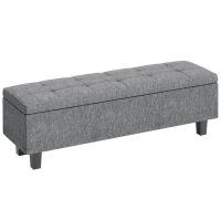 HOMCOM Banca de Almacenamiento Acolchada con Apariencia de Lino con Patas de Madera de Caucho para Sala de Estar Dormitorio
