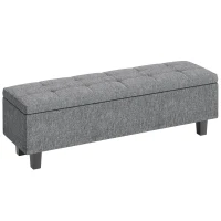 HOMCOM Banca de Almacenamiento Acolchada con Apariencia de Lino con Patas de Madera de Caucho para Sala de Estar Dormitorio(m-1)