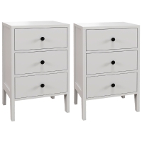 HOMCOM Conjunto de 2 mesitas de noche mesitas auxiliares 3 cajones para habitación de madera 40x30x64 cm Blanco