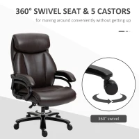 Vinsetto kantoorstoel directiestoel gamestoel draaistoel kantelfunctie dikke bekleding ergonomisch design in hoogte verstelbaar PU leer bruin 72x83x114-122 cm(m-7)