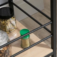 HOMCOM Carrello da Cucina con Ruote, 2 Ripiani, Telaio in Metallo e Aspetto Legnoso, 82 x 40 x 75 cm, Legno naturale(m-3)