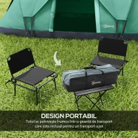 Outsunny Cort de Camping pentru 4 Persoane Impermeabil cu Protecție UV, Ferestre și Stâlpi, 4.55x2.3x1.8 m, Verde(m-6)